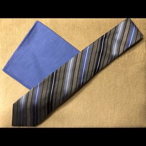 Tie and Pocket Square Combo in Blue and Gray